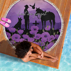 Australia ANZAC Animal Heroes Beach Blanket Purple Poppies