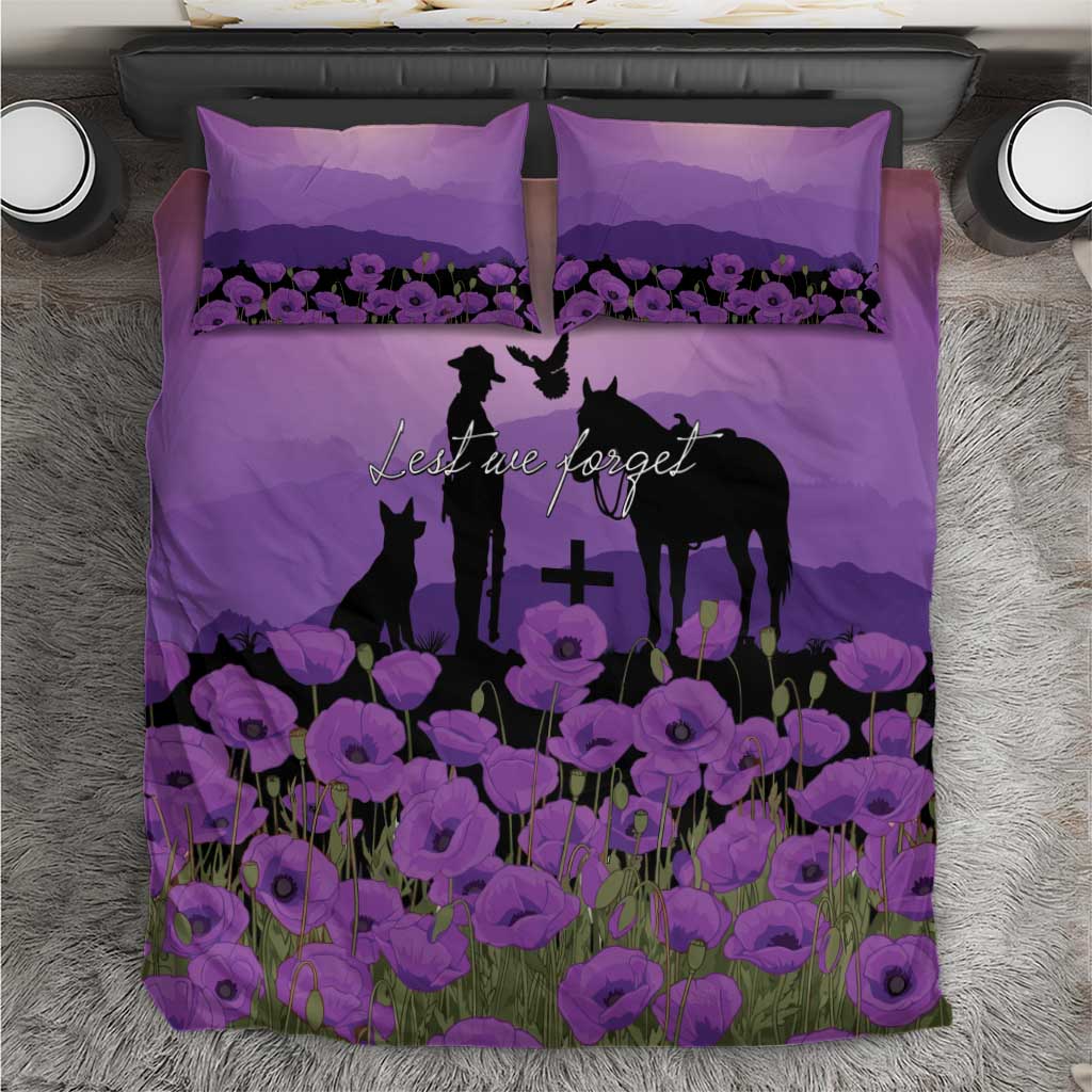 Australia ANZAC Animal Heroes Bedding Set Purple Poppies