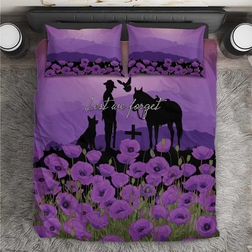 Australia ANZAC Animal Heroes Bedding Set Purple Poppies
