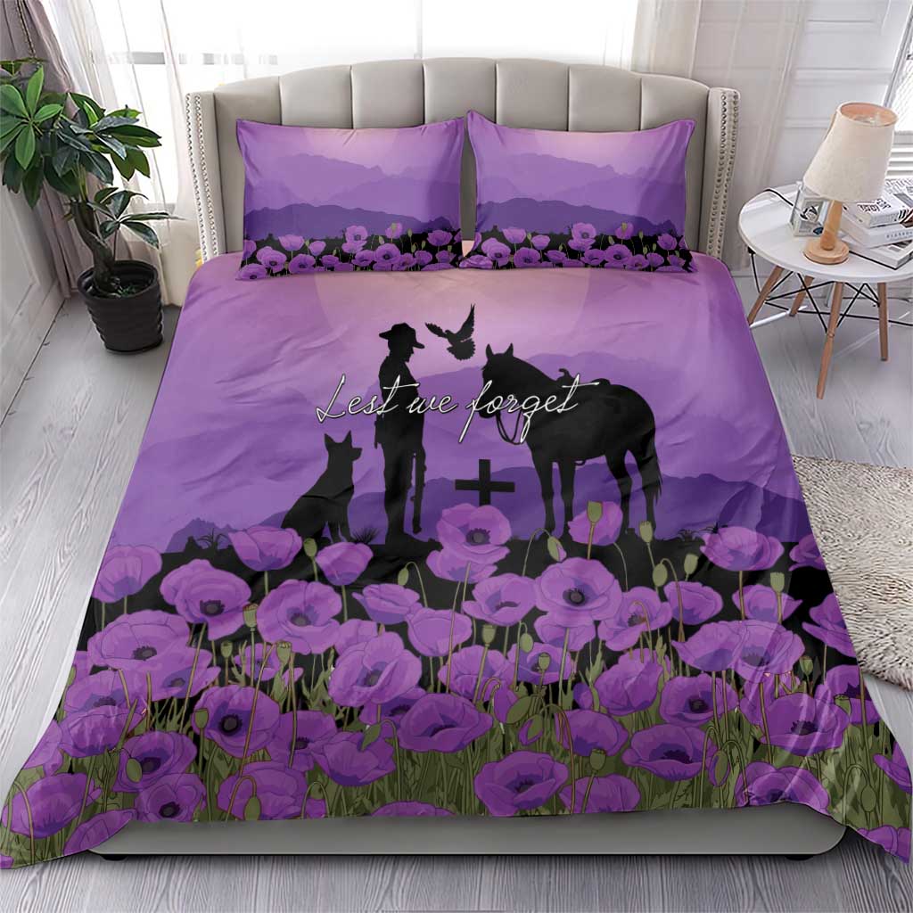Australia ANZAC Animal Heroes Bedding Set Purple Poppies