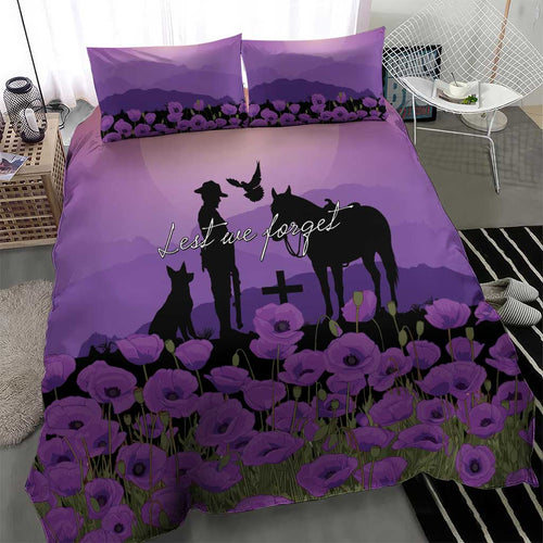 Australia ANZAC Animal Heroes Bedding Set Purple Poppies