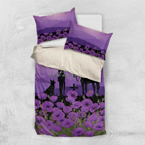 Australia ANZAC Animal Heroes Bedding Set Purple Poppies