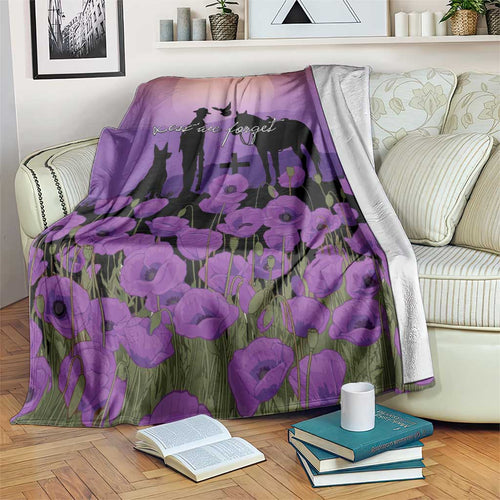 Australia ANZAC Animal Heroes Blanket Purple Poppies
