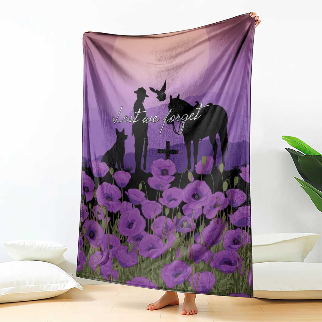 Australia ANZAC Animal Heroes Blanket Purple Poppies