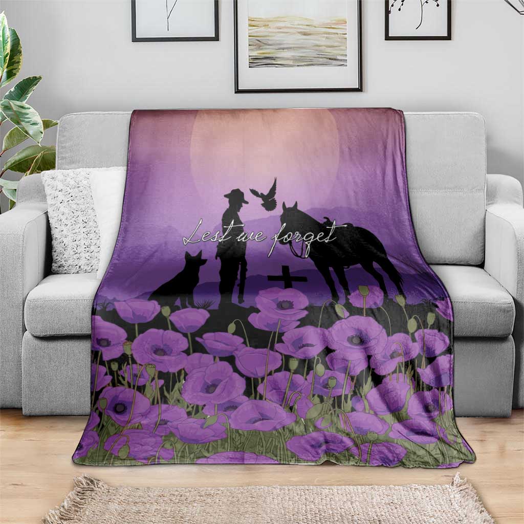 Australia ANZAC Animal Heroes Blanket Purple Poppies