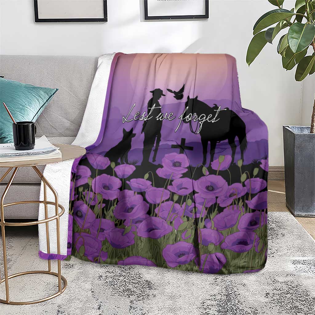 Australia ANZAC Animal Heroes Blanket Purple Poppies
