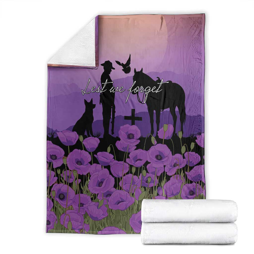 Australia ANZAC Animal Heroes Blanket Purple Poppies