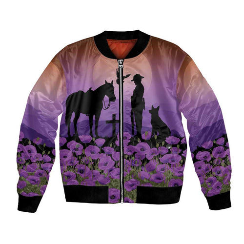 Australia ANZAC Animal Heroes Bomber Jacket Purple Poppies