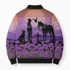 Australia ANZAC Animal Heroes Bomber Puffer Jacket Purple Poppies