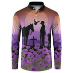 Australia ANZAC Animal Heroes Button Sweatshirt Purple Poppies