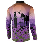 Australia ANZAC Animal Heroes Button Sweatshirt Purple Poppies