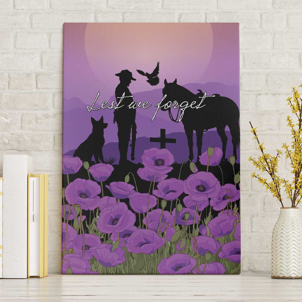 Australia ANZAC Animal Heroes Canvas Wall Art Purple Poppies