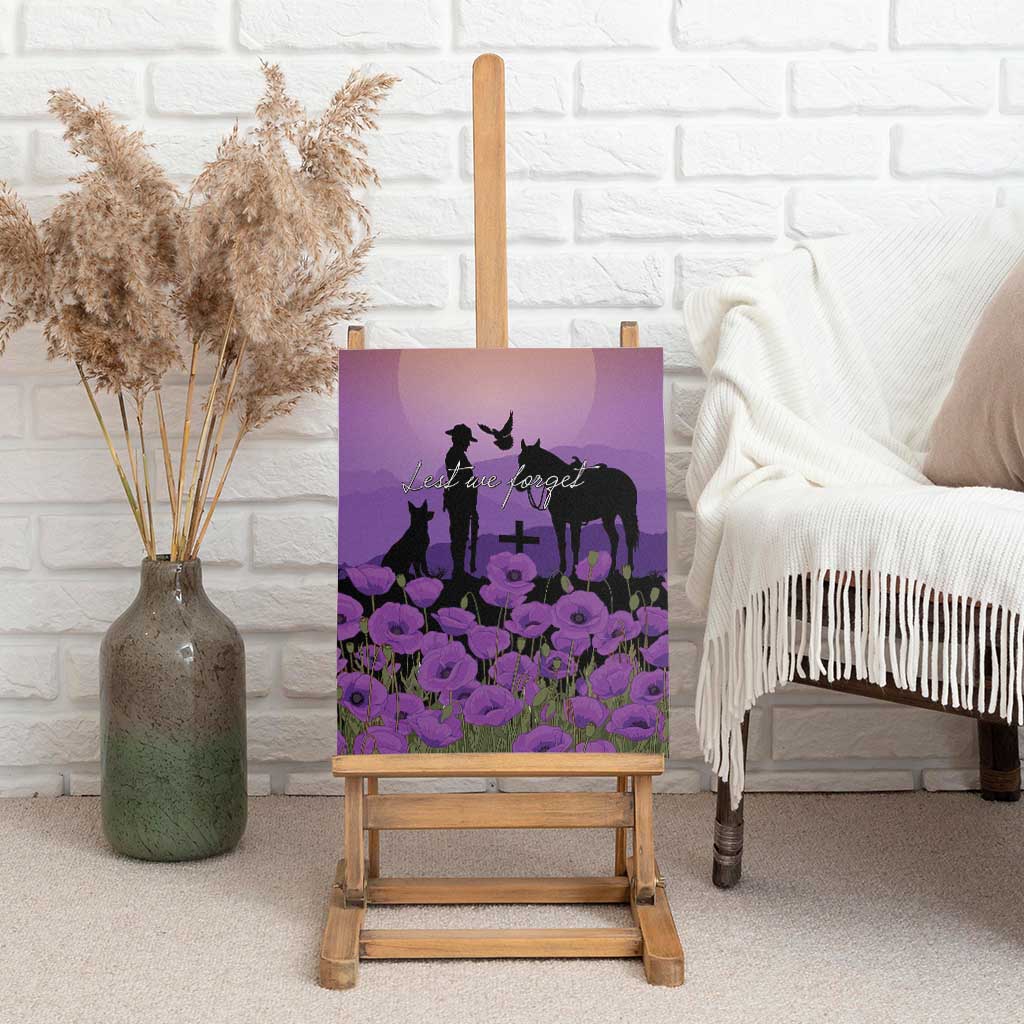 Australia ANZAC Animal Heroes Canvas Wall Art Purple Poppies