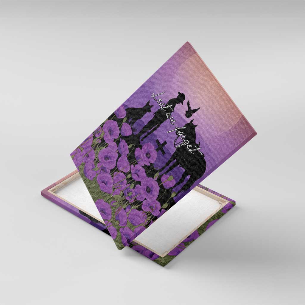 Australia ANZAC Animal Heroes Canvas Wall Art Purple Poppies