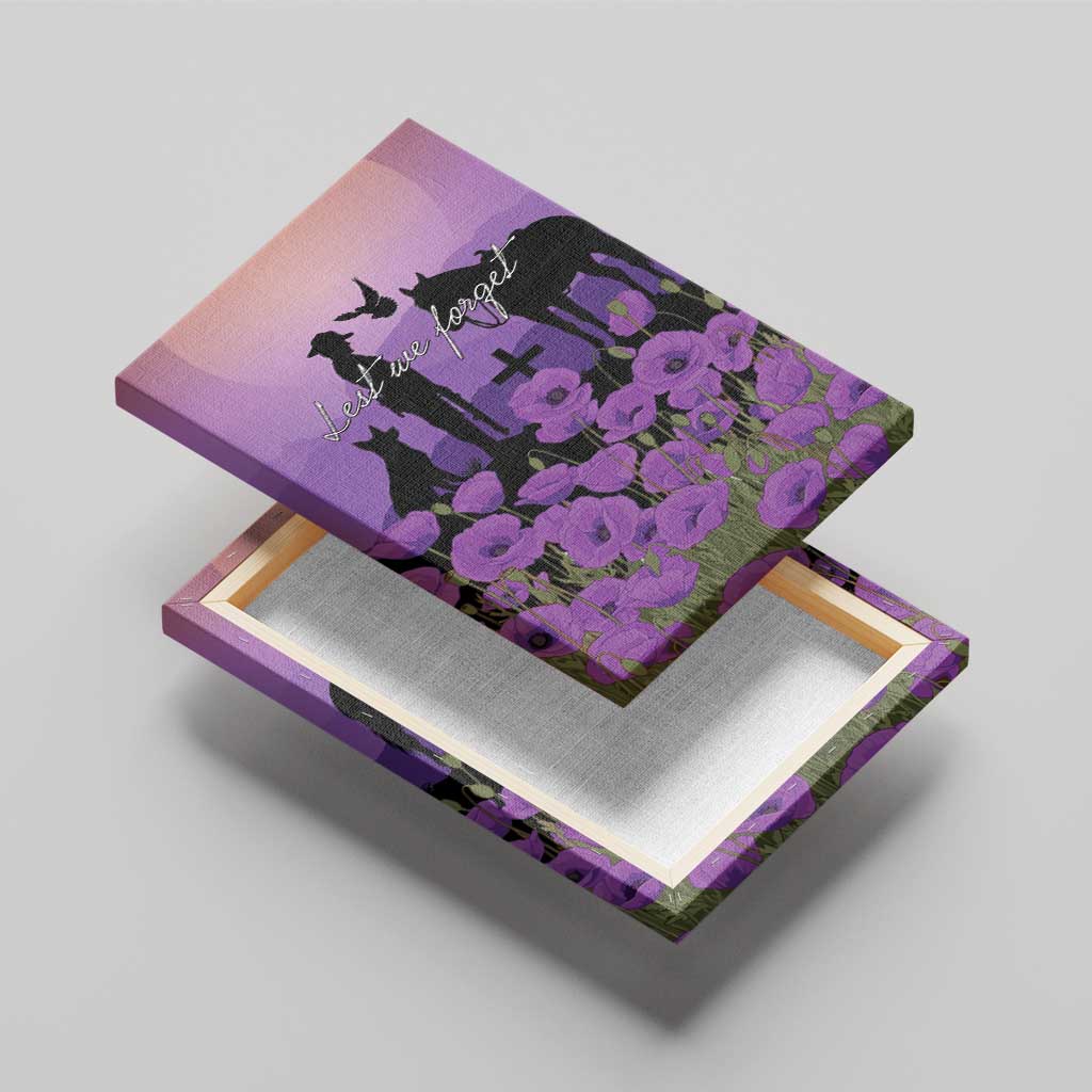 Australia ANZAC Animal Heroes Canvas Wall Art Purple Poppies