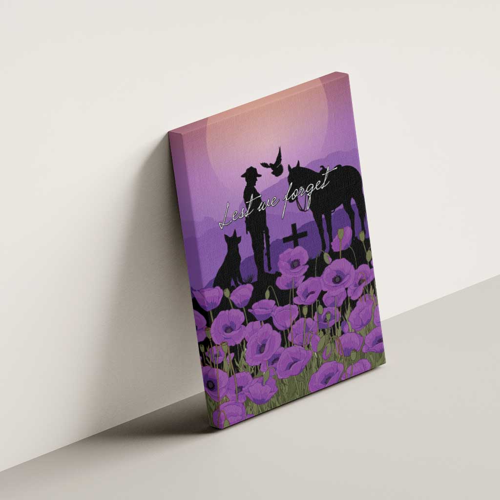 Australia ANZAC Animal Heroes Canvas Wall Art Purple Poppies
