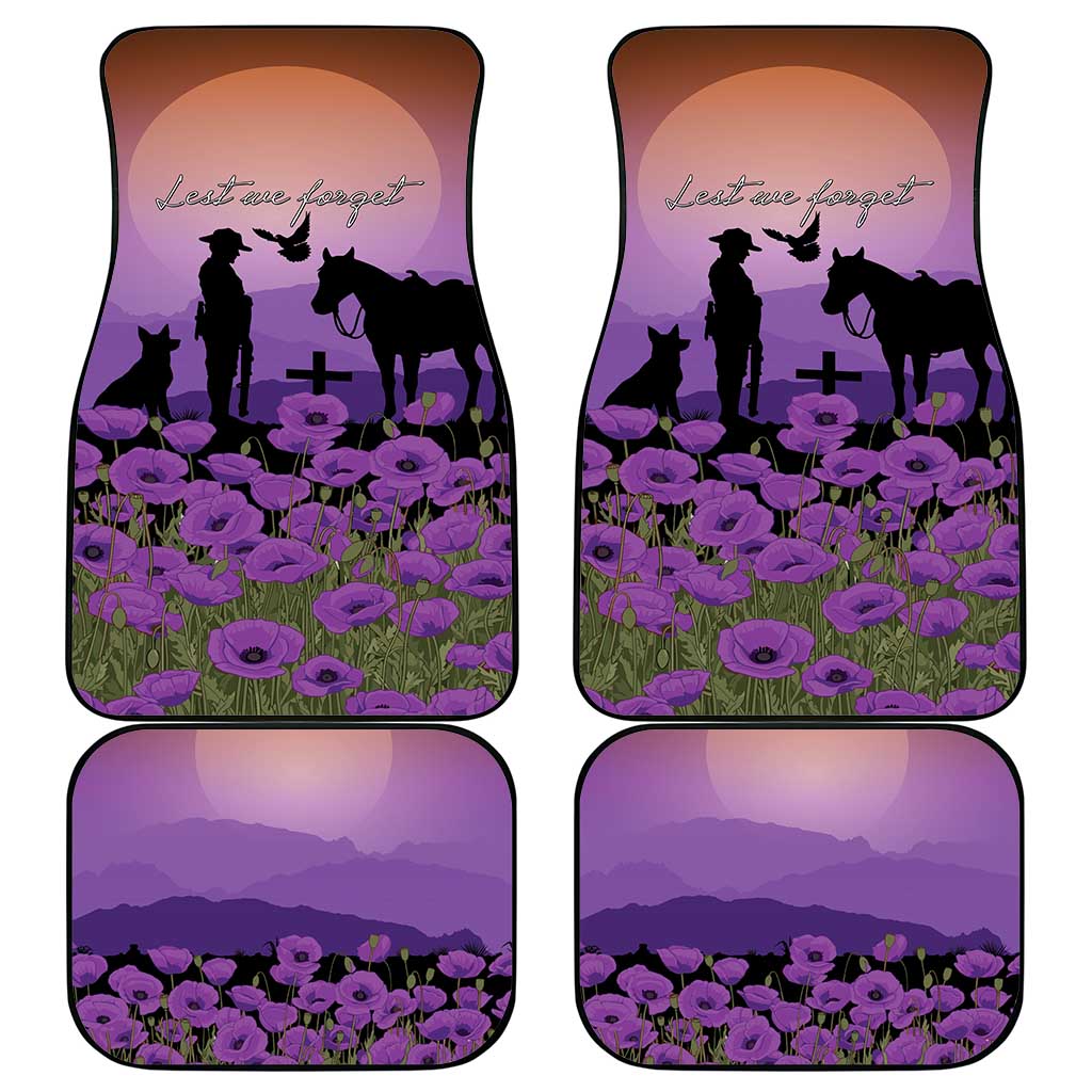 Australia ANZAC Animal Heroes Car Mats Purple Poppies