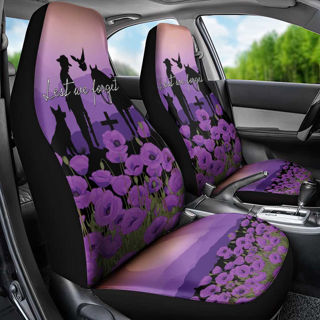 Australia ANZAC Animal Heroes Car Seat Cover Purple Poppies