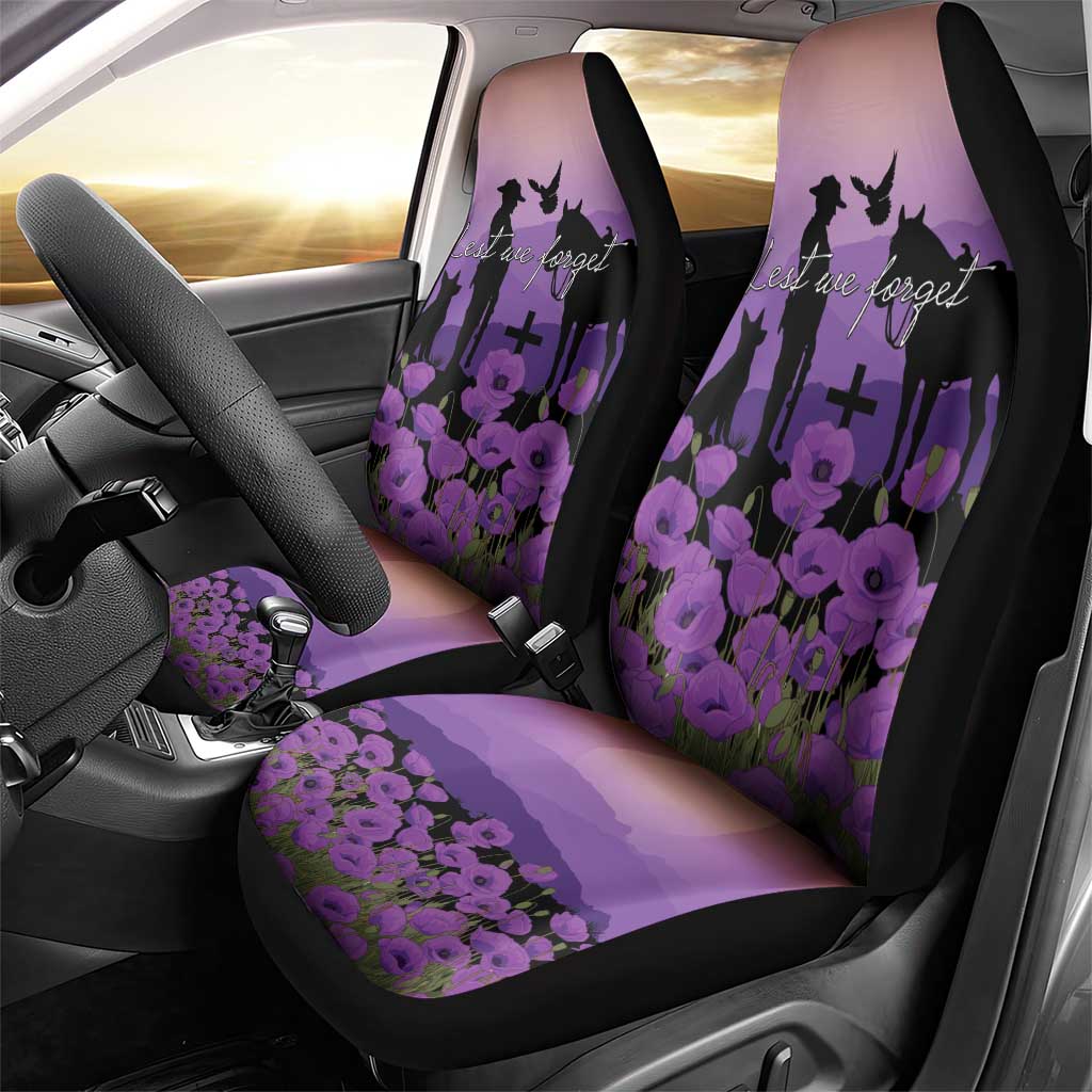 Australia ANZAC Animal Heroes Car Seat Cover Purple Poppies