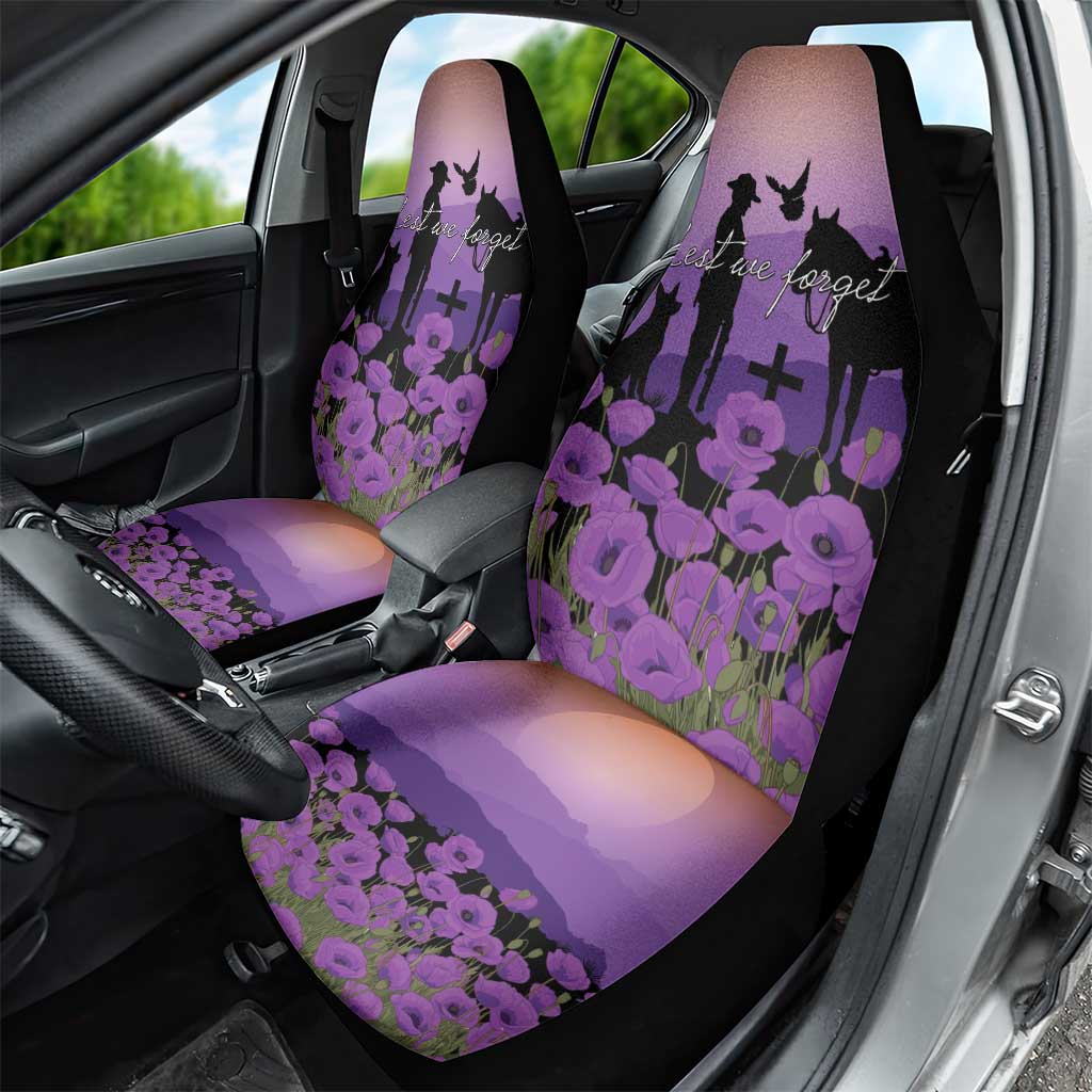 Australia ANZAC Animal Heroes Car Seat Cover Purple Poppies