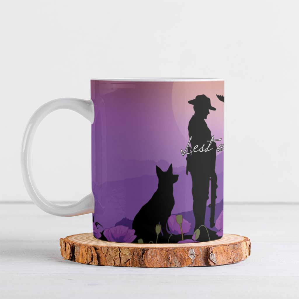 Australia ANZAC Animal Heroes Ceramic Mug Purple Poppies