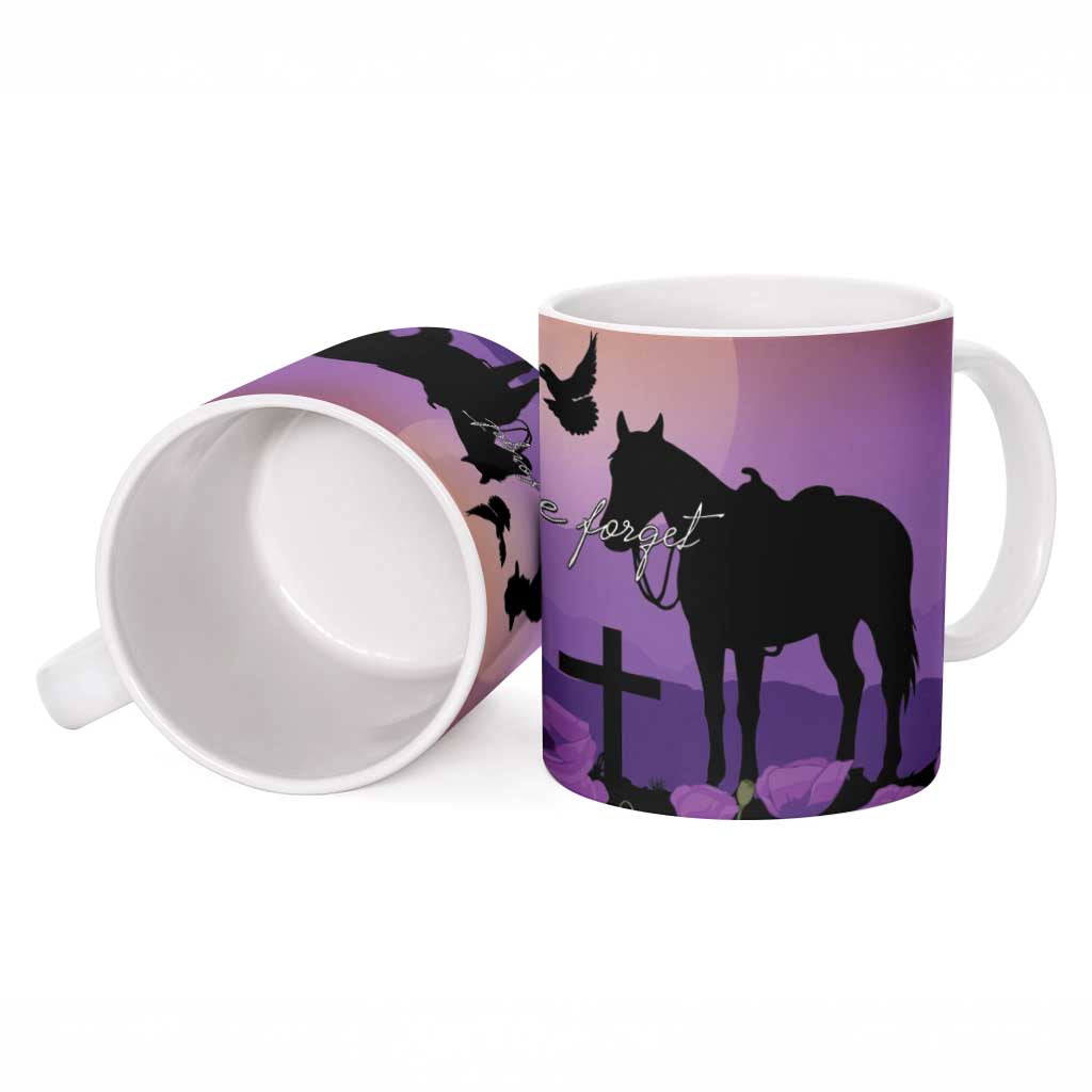 Australia ANZAC Animal Heroes Ceramic Mug Purple Poppies