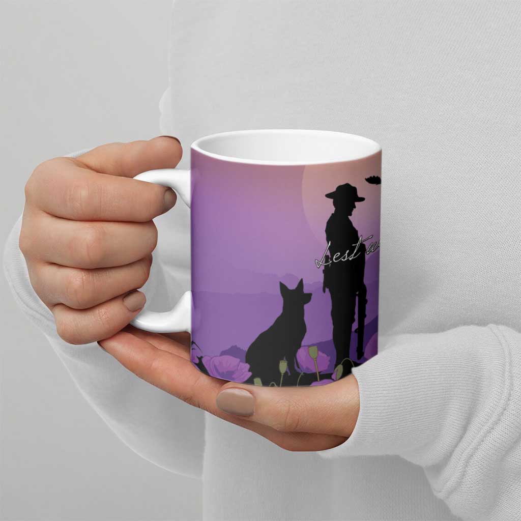 Australia ANZAC Animal Heroes Ceramic Mug Purple Poppies