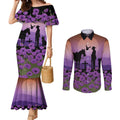 Australia ANZAC Animal Heroes Couples Matching Mermaid Dress and Long Sleeve Button Shirt Purple Poppies