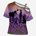 Australia ANZAC Animal Heroes Cross Shoulder Shirt Purple Poppies