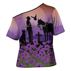 Australia ANZAC Animal Heroes Cross Shoulder Shirt Purple Poppies
