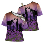 Australia ANZAC Animal Heroes Cross Shoulder Shirt Purple Poppies