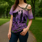 Australia ANZAC Animal Heroes Cross Shoulder Shirt Purple Poppies