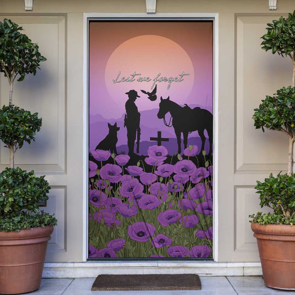 Australia ANZAC Animal Heroes Door Cover Purple Poppies