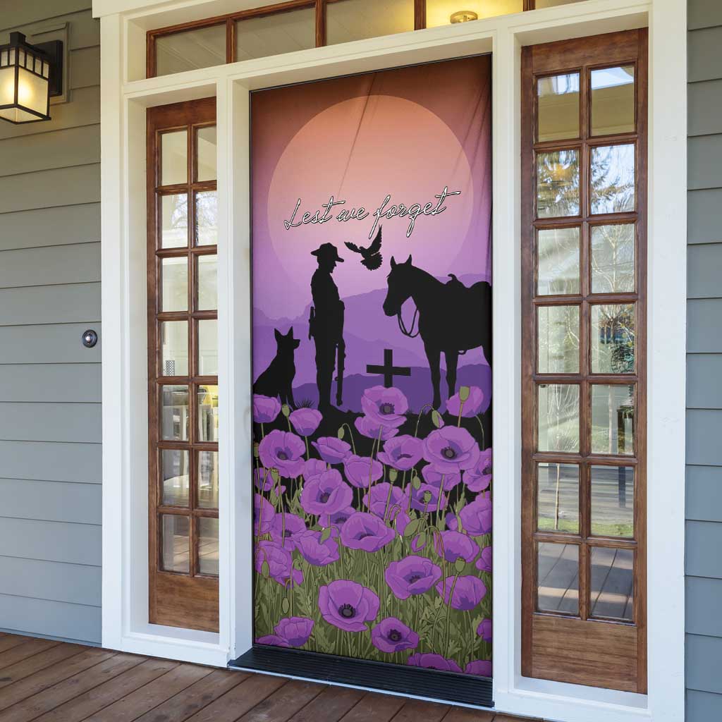 Australia ANZAC Animal Heroes Door Cover Purple Poppies