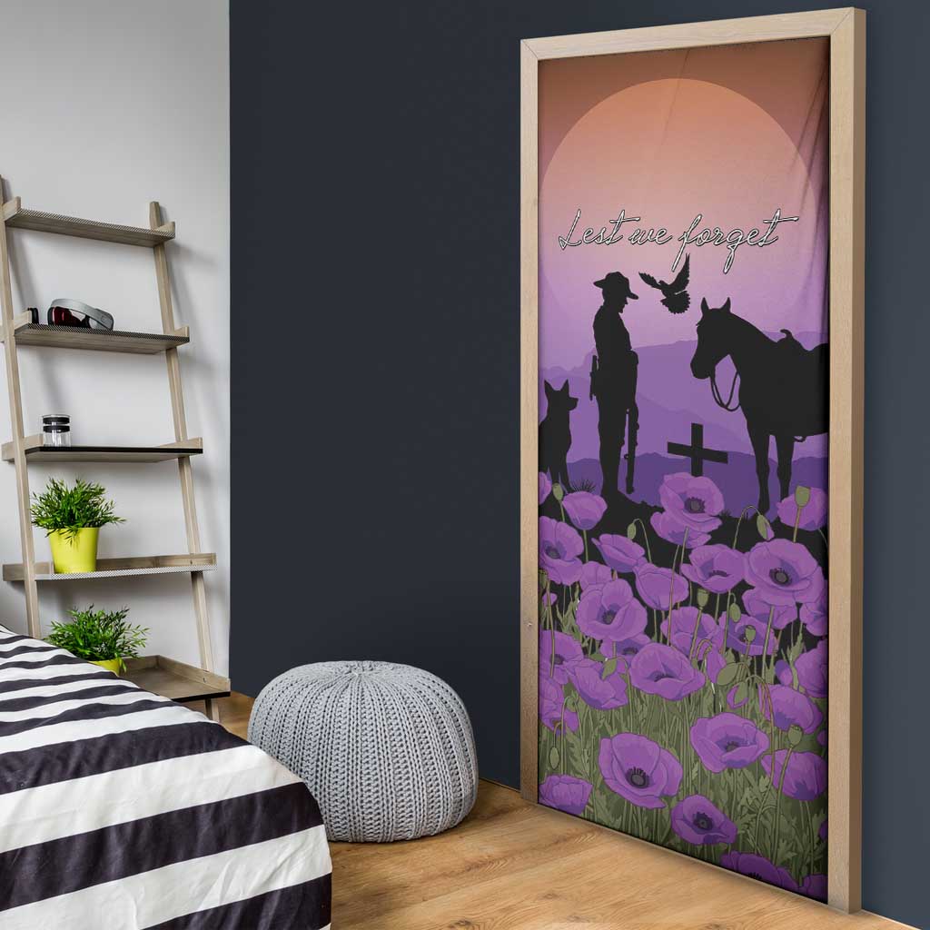 Australia ANZAC Animal Heroes Door Cover Purple Poppies
