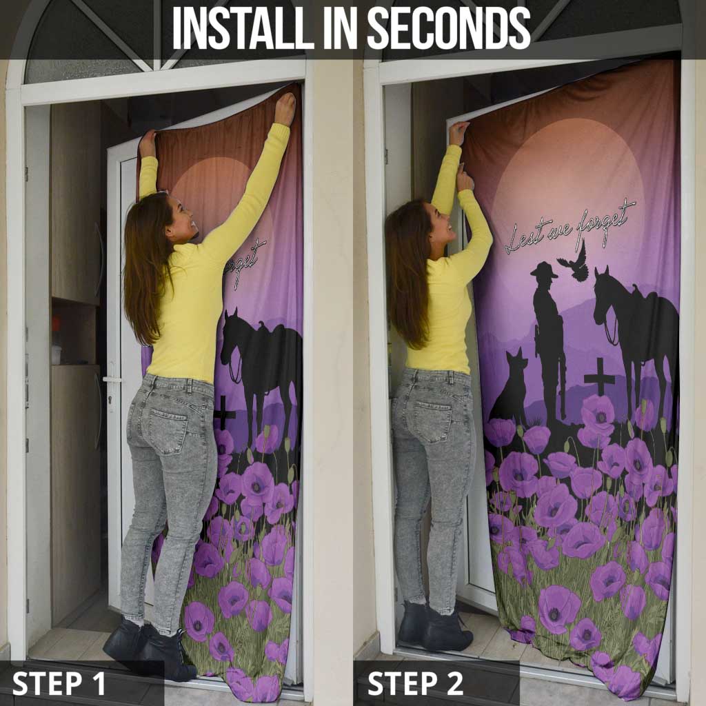 Australia ANZAC Animal Heroes Door Cover Purple Poppies