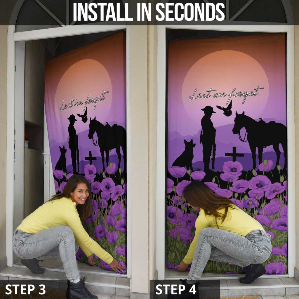 Australia ANZAC Animal Heroes Door Cover Purple Poppies
