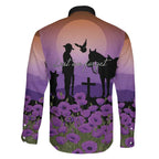 Australia ANZAC Animal Heroes Family Matching Long Sleeve Bodycon Dress and Hawaiian Shirt Purple Poppies