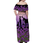 Australia ANZAC Animal Heroes Family Matching Off Shoulder Maxi Dress and Hawaiian Shirt Purple Poppies
