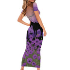 Australia ANZAC Animal Heroes Family Matching Short Sleeve Bodycon Dress and Hawaiian Shirt Purple Poppies