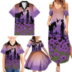 Australia ANZAC Animal Heroes Family Matching Summer Maxi Dress and Hawaiian Shirt Purple Poppies