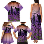 Australia ANZAC Animal Heroes Family Matching Tank Maxi Dress and Hawaiian Shirt Purple Poppies