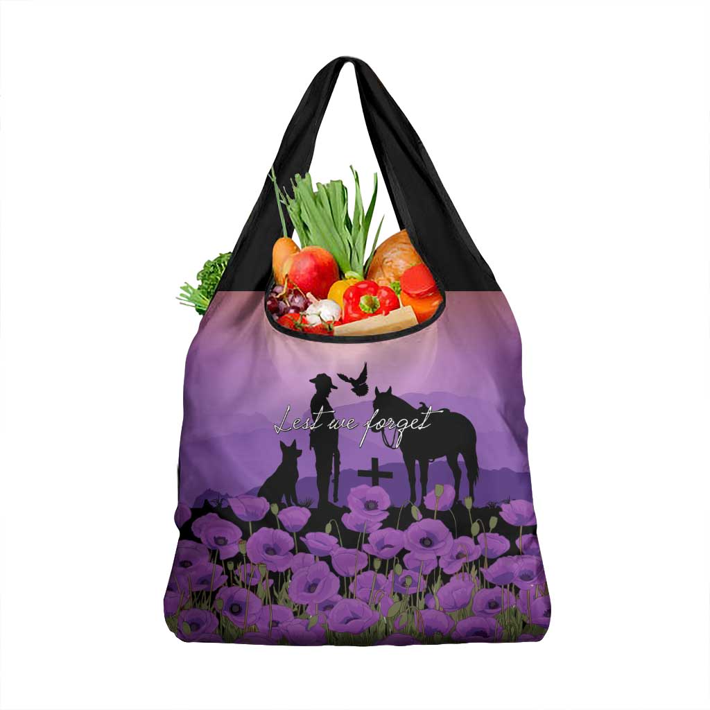 Australia ANZAC Animal Heroes Grocery Bag Purple Poppies