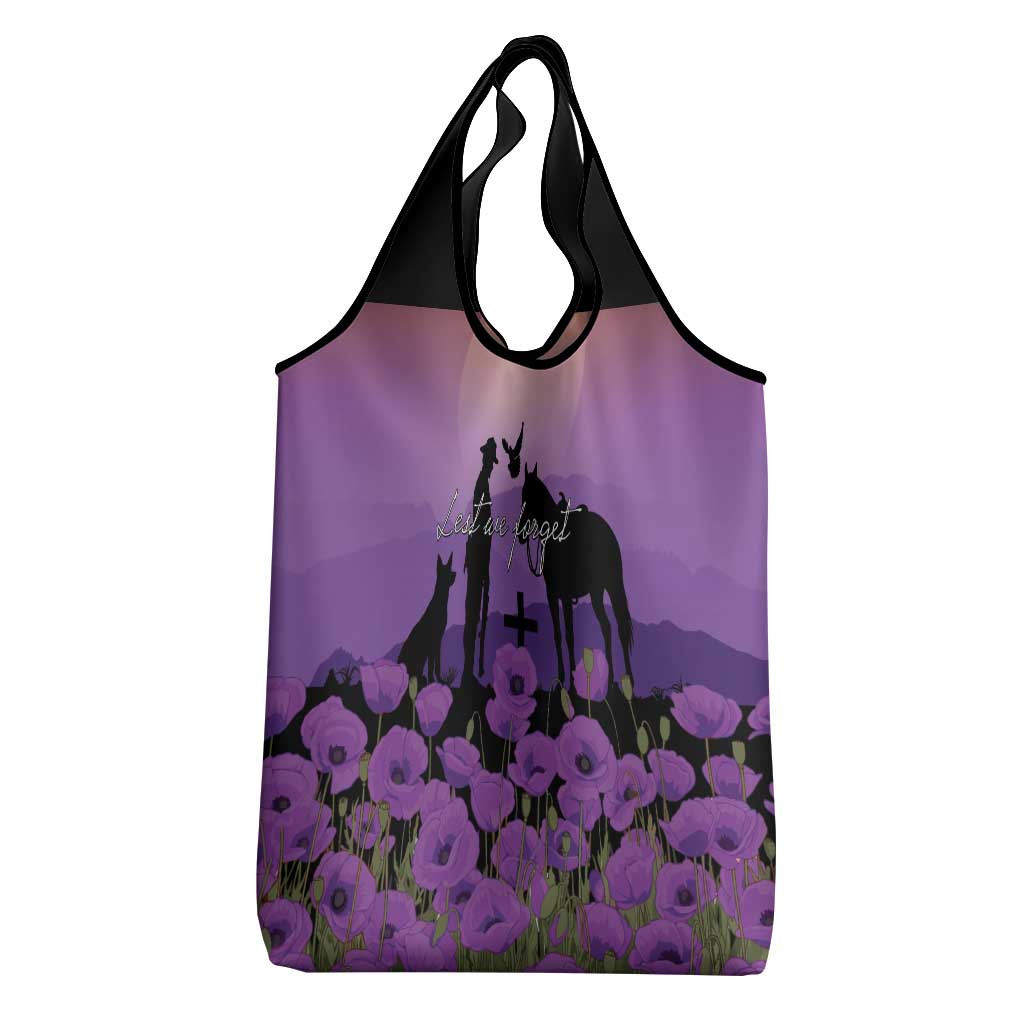 Australia ANZAC Animal Heroes Grocery Bag Purple Poppies
