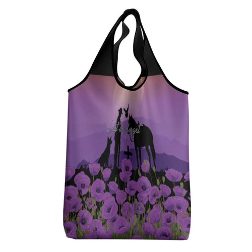 Australia ANZAC Animal Heroes Grocery Bag Purple Poppies