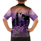 Australia ANZAC Animal Heroes Hawaiian Shirt Purple Poppies