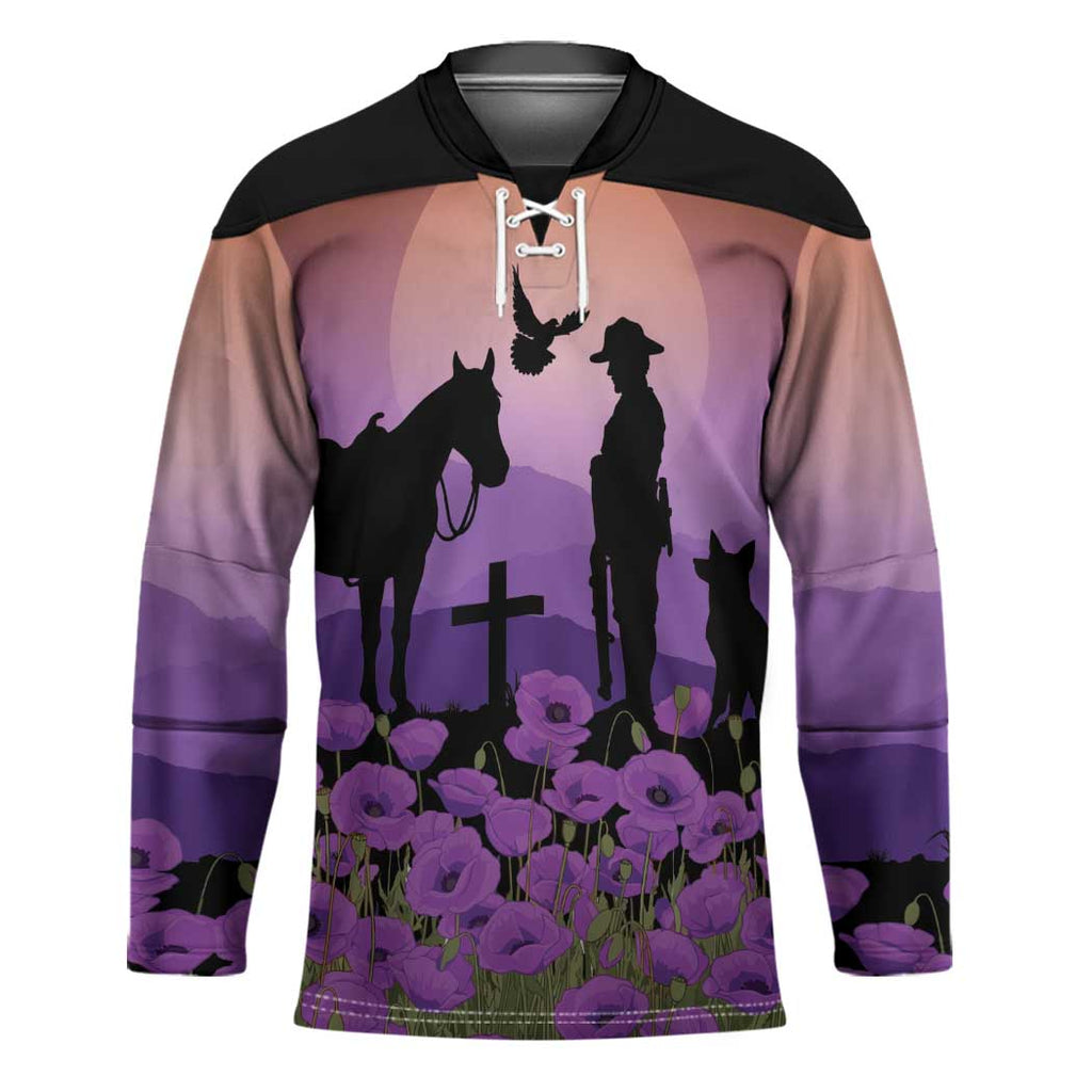 Australia ANZAC Animal Heroes Hockey Jersey Purple Poppies
