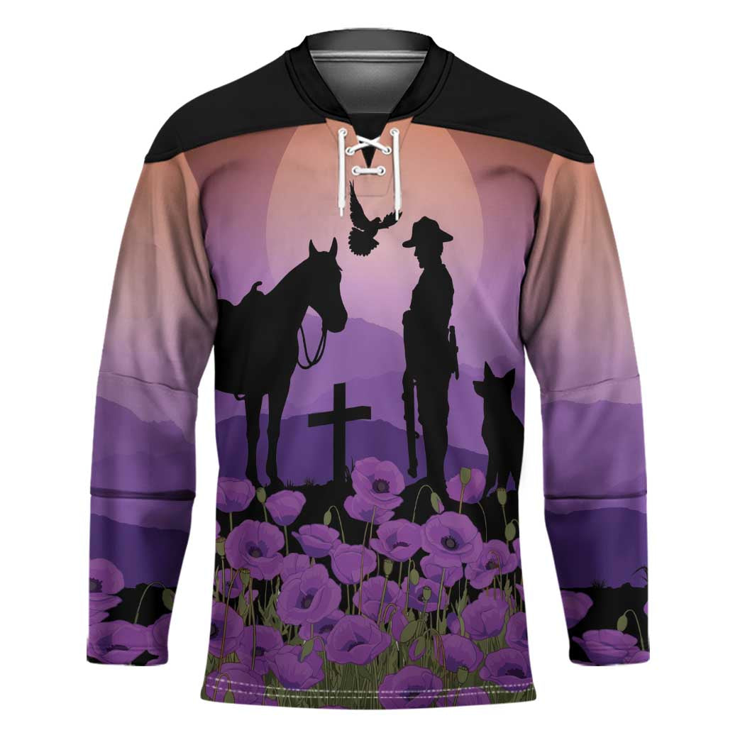 Australia ANZAC Animal Heroes Hockey Jersey Purple Poppies
