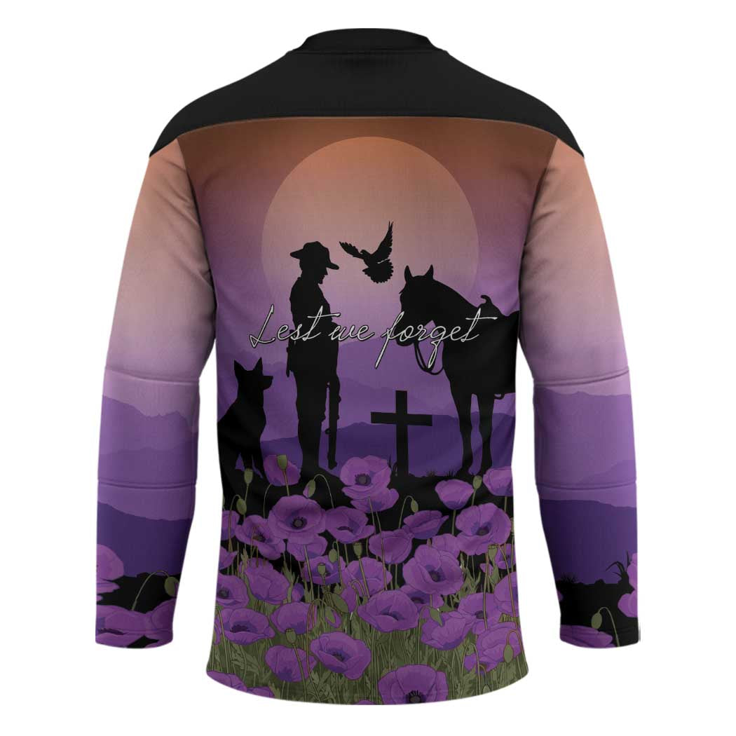 Australia ANZAC Animal Heroes Hockey Jersey Purple Poppies