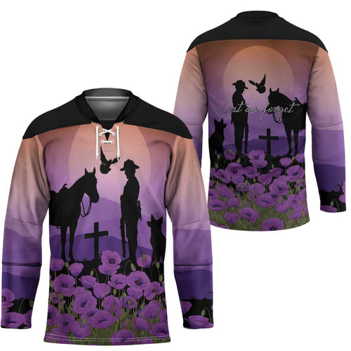 Australia ANZAC Animal Heroes Hockey Jersey Purple Poppies